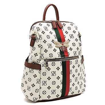 BEE STRIPE ACCENT Monogram Fashion Backpack