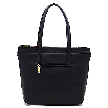 Stylish Multicolor Queen Bee Croc Python Stripe Patchwork Shopper