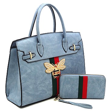 Fashion Queen Bee Stripe 2-in-1 Satchel