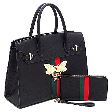 Fashion Queen Bee Stripe 2-in-1 Satchel