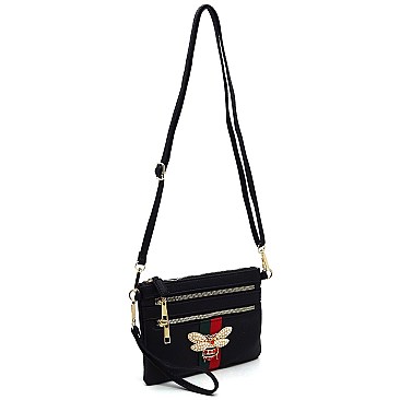 Stylish Queen Bee Stripe Clutch Crossbody Bag Wristlet