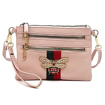 Stylish Queen Bee Stripe Clutch Crossbody Bag Wristlet