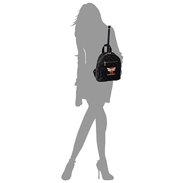Fashion Golden Bee Striped Monogram Backpack