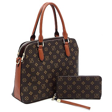 2 iN 1 Stylish Monogram Multi Compartment Satchel