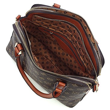 2 iN 1 Stylish Monogram Multi Compartment Satchel