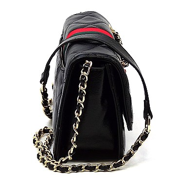 Queen Bee Stripe Quilted Crossbody Bag