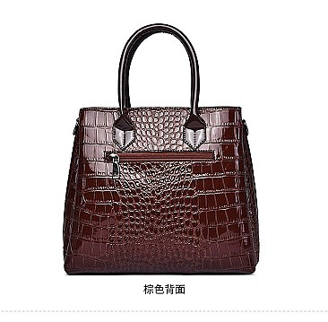 PATENT CROCODILE CLASSIC PADLOCK SATCHEL