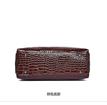 PATENT CROCODILE CLASSIC PADLOCK SATCHEL