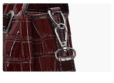 PATENT CROCODILE CLASSIC PADLOCK SATCHEL