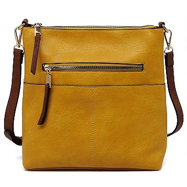 Fashion Zippered Pocket Crossbody Bag