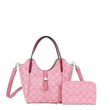 2-in-1 Oval Design Bucket / Satchel Wallet Set