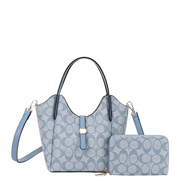 2-in-1 Oval Design Bucket / Satchel Wallet Set
