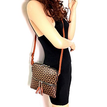 2 IN 1 TASSEL ACCENT MONOGRAM SATCHEL SET