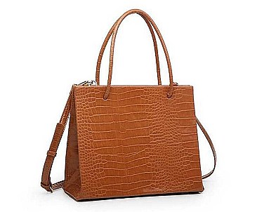 CLASSIC PIERCE ROUGH REPTILE LIKE SKIN TOTE BAG