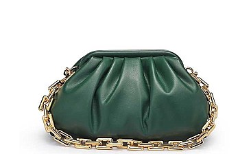 SHOULDER STRAP SMOOTH VEGAN LEATHER CLUTCH