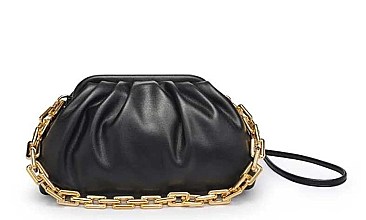 SHOULDER STRAP SMOOTH VEGAN LEATHER CLUTCH