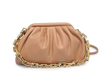 SHOULDER STRAP SMOOTH VEGAN LEATHER CLUTCH