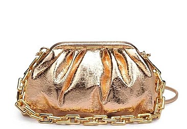 SHOULDER STRAP SMOOTH VEGAN LEATHER CLUTCH