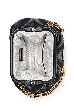SHOULDER STRAP SMOOTH VEGAN LEATHER CLUTCH