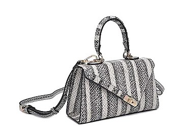 FASHION STRIPED BLAKE SNAKE DESIGN CROSSBODY BAG