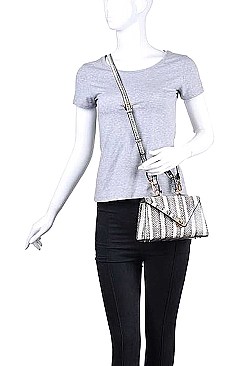 FASHION STRIPED BLAKE SNAKE DESIGN CROSSBODY BAG