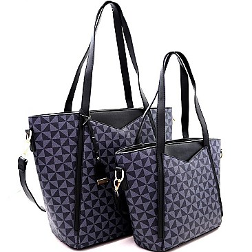 2-Tone Monogram Twin Tote Set