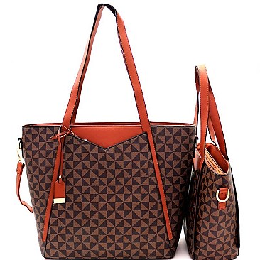 2-Tone Monogram Twin Tote Set