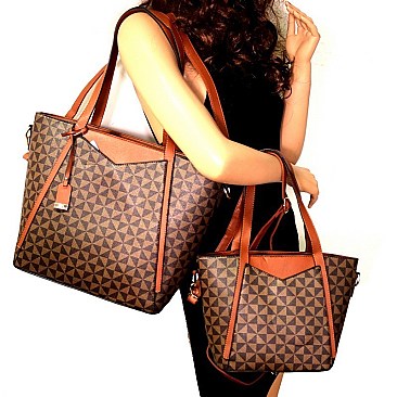 2-Tone Monogram Twin Tote Set