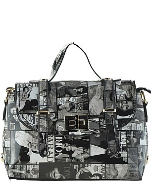 Michelle Obama Magazine Print Handbag JP28MP3620