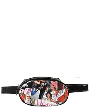 Obama Magazine Print - Fashion Faux Leather Magazine Fanny Pack JPOB7004