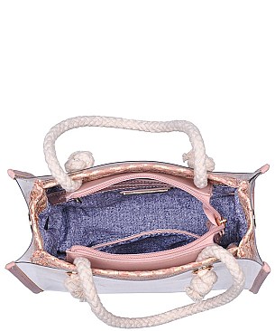 Fashionable Urban Expression Clear Canvas Tote Bag With Inner Pouch JP26458