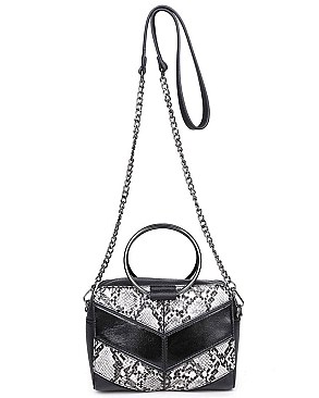 Fashionable Faux Snakeskin Design Circular Gunmetal Handle JP26548