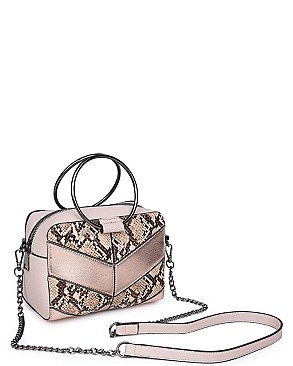 Fashionable Faux Snakeskin Design Circular Gunmetal Handle JP26548