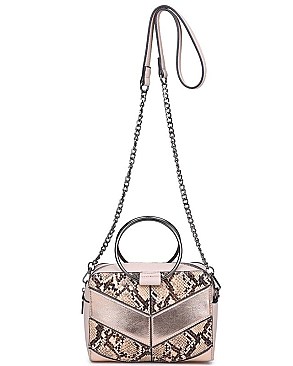 Fashionable Faux Snakeskin Design Circular Gunmetal Handle JP26548