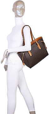 3 IN 1 TRENDY MONOGRAM TOTE & WALLET SET