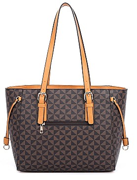 3 IN 1 TRENDY MONOGRAM TOTE & WALLET SET