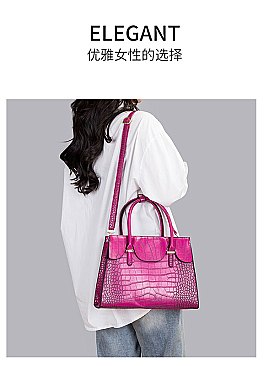 3 IN 1 Crocodile Pattern Satchel Clutch Set & Wallet