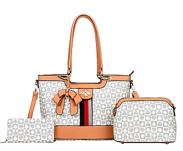 3 IN 1 Monogram Tote With Sholder Bag & Wallet