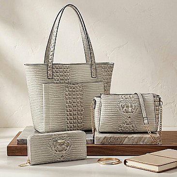 Croc Tote / Crossbody / Wallet Set