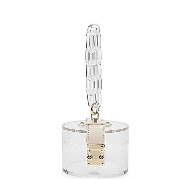 ELEGANT CLEAR CHAIN LINK EVENING CLUTCH BAG