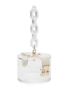 ELEGANT CLEAR CHAIN LINK EVENING CLUTCH BAG