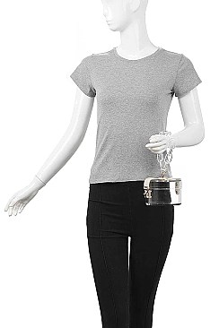 ELEGANT CLEAR CHAIN LINK EVENING CLUTCH BAG