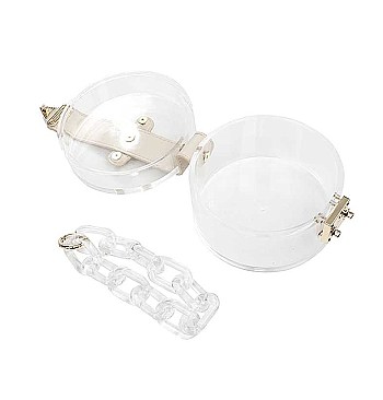 ELEGANT CLEAR CHAIN LINK EVENING CLUTCH BAG