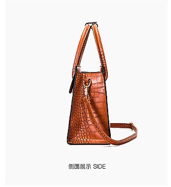 3 IN 1 Crocodile Pattern Satchel Clutch Set & Wallet