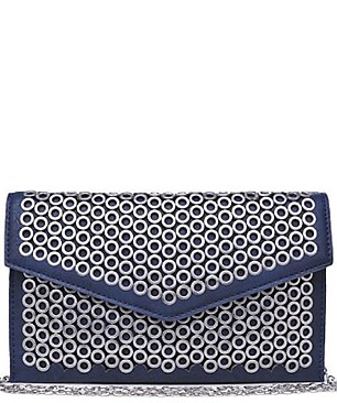 Fashionable Ozzy Embellished Vegan Leather Clutch JP41061
