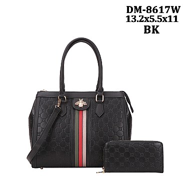 2 IN 1 Stylish Bee Accent Satchel Wallet Set
