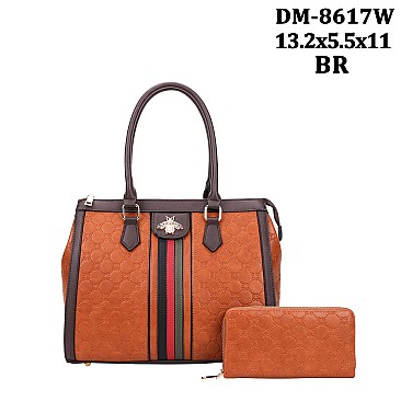 2 IN 1 Stylish Bee Accent Satchel Wallet Set