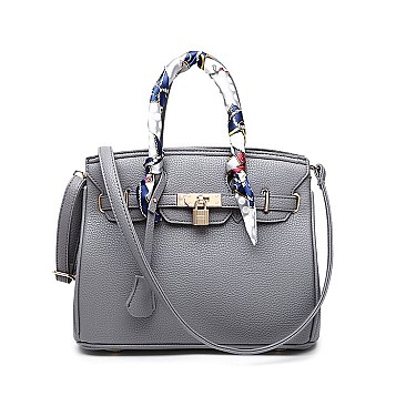 2-Way Padlock Accent Structured Satchel