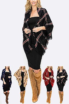PACK OF 12 PCS ASSORTED COLOR PLAID PATTERN BLANKET SCARVES