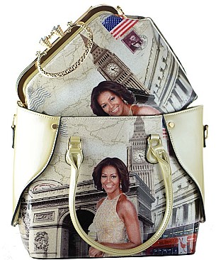 Obama Magazine Print - 2 In 1 Chic Famous People Magazine Print Tote Handbag Design JP6395